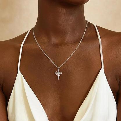 Elegance Crown & Cross Necklace