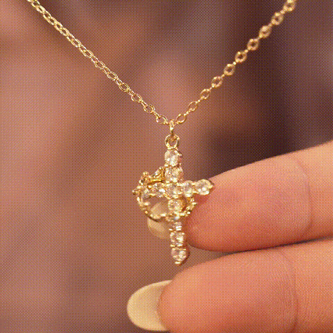 Elegance Crown & Cross Necklace
