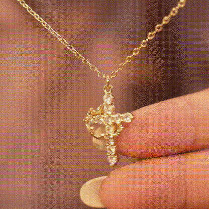 Elegance Crown & Cross Necklace