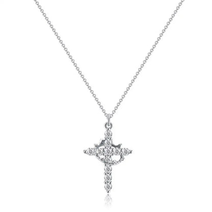 Elegance Crown & Cross Necklace