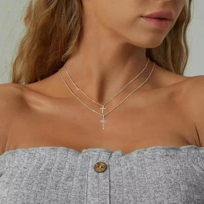 Elegance Crown & Cross Necklace