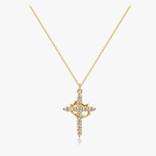 Elegance Crown & Cross Necklace