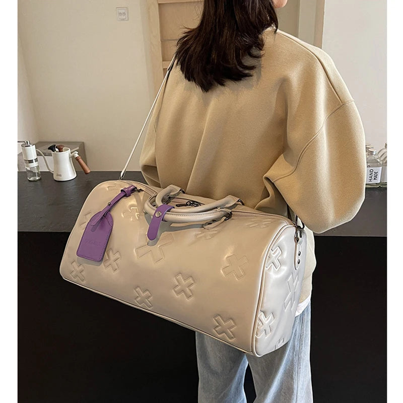 Women'S Travel Duffle Fashion Bag PU Leather Gym Fitness Yoga