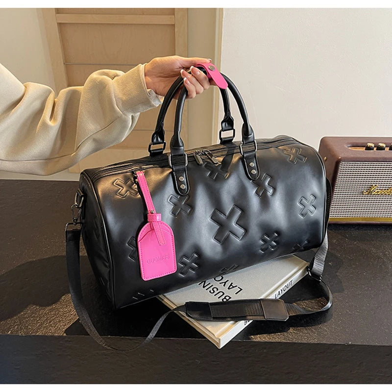 Women'S Travel Duffle Fashion Bag PU Leather Gym Fitness Yoga