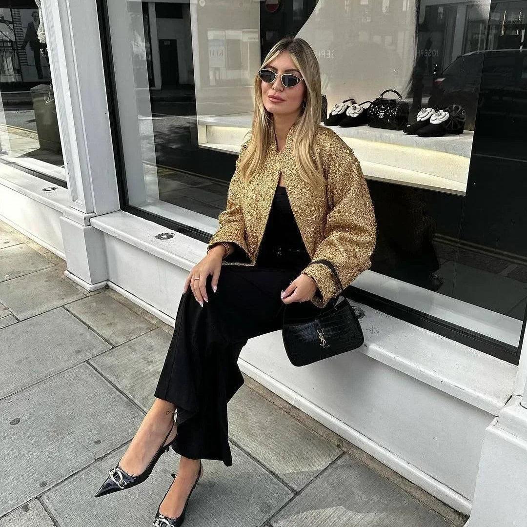 Sequined Oversized Coat