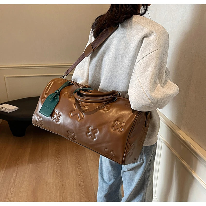 Women'S Travel Duffle Fashion Bag PU Leather Gym Fitness Yoga