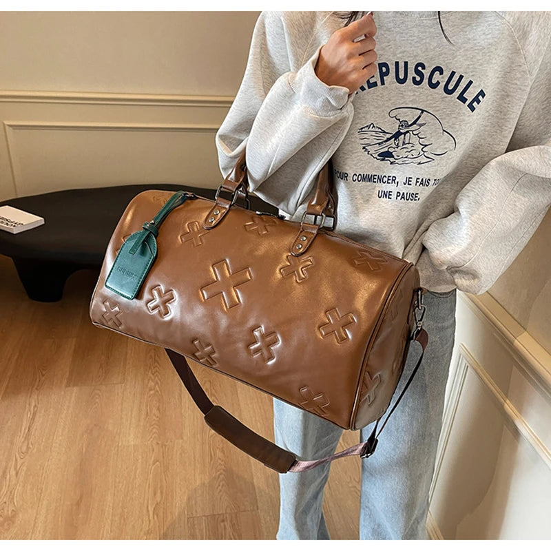 Women'S Travel Duffle Fashion Bag PU Leather Gym Fitness Yoga