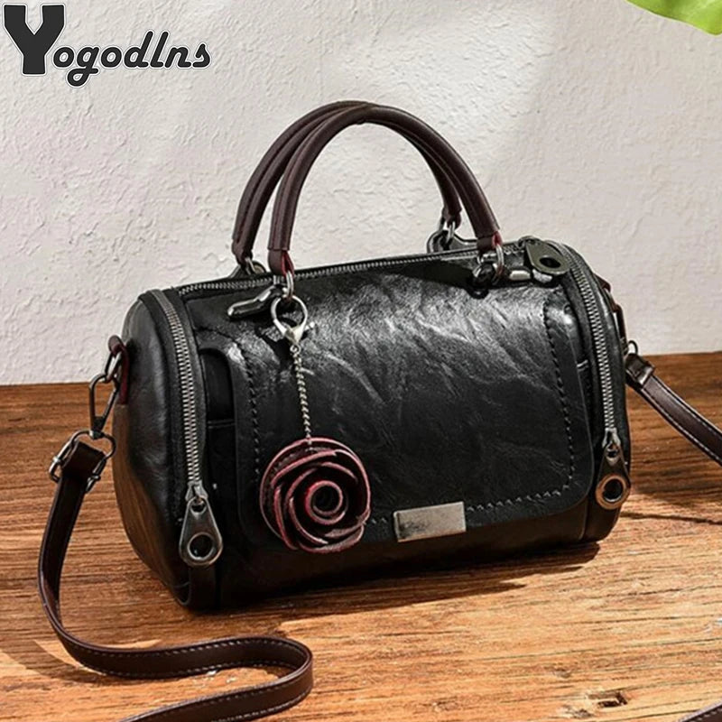 Fashion Women Shoulder Bag with Flower Pendant