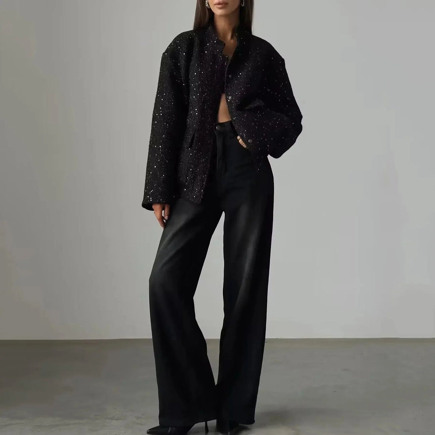 Sequined Oversized Coat