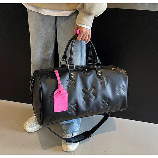 Women'S Travel Duffle Fashion Bag PU Leather Gym Fitness Yoga