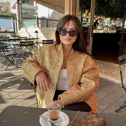 Sequined Oversized Coat