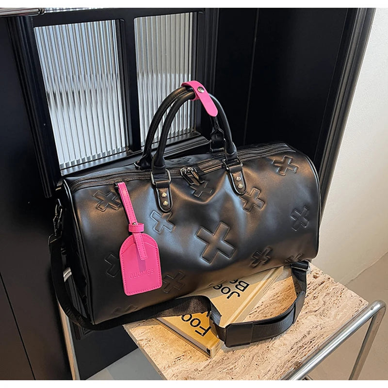 Women'S Travel Duffle Fashion Bag PU Leather Gym Fitness Yoga