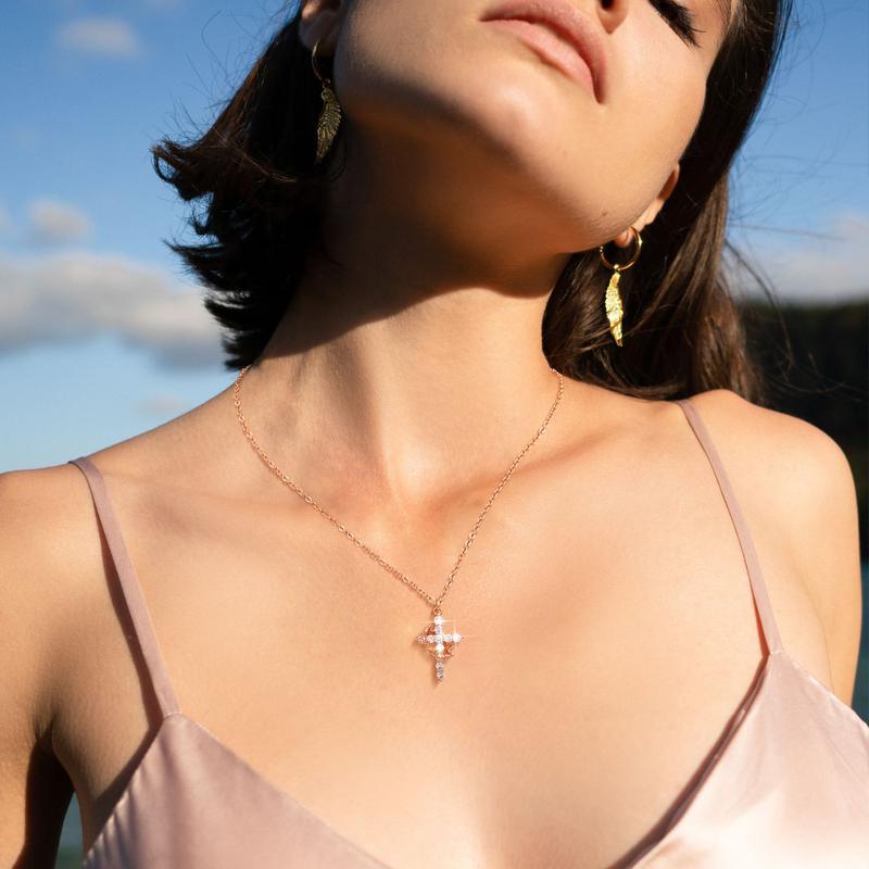 Elegance Crown & Cross Necklace